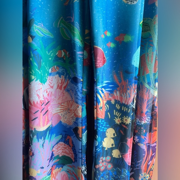 ASOS Easy Tiger high waist flare mesh pants in fish print Sz XXL (12-14) NWT - Picture 7 of 8